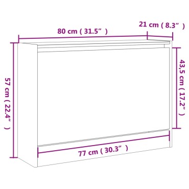 vidaXL Παπουτσοθήκη Γκρι Σκυροδέματος 80x21x57cm Επεξεργασμένο Ξύλο