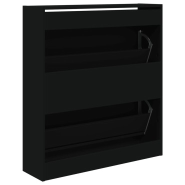 vidaXL Παπουτσοθήκη Μαύρη 80x21x87,5cm από Επεξεργασμένο Ξύλο