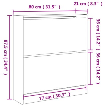 vidaXL Παπουτσοθήκη Μαύρη 80x21x87,5cm από Επεξεργασμένο Ξύλο