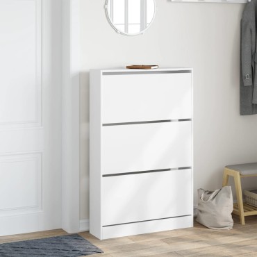 vidaXL Παπουτσοθήκη Λευκή 80x21x125,5cm από Επεξεργασμένο Ξύλο