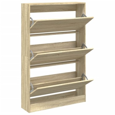 vidaXL Παπουτσοθήκη Sonoma Δρυς 80x21x125,5cm από Επεξεργασμένο Ξύλο