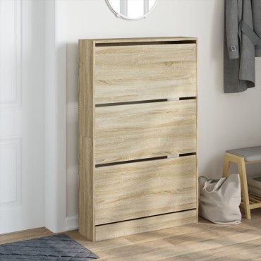 vidaXL Παπουτσοθήκη Sonoma Δρυς 80x21x125,5cm από Επεξεργασμένο Ξύλο
