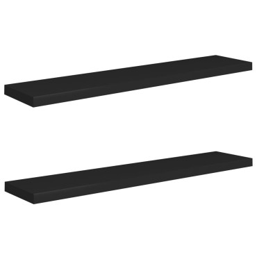 vidaXL Ράφια Τοίχου 2 τεμ. Μαύρα 120x23,5x3,8cm MDF