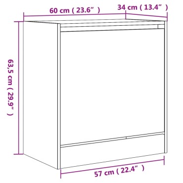 vidaXL Παπουτσοθήκη Μαύρη 60x34x63,5cm από Επεξεργασμένο Ξύλο