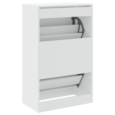 vidaXL Παπουτσοθήκη Λευκή 60x34x96,5cm από Επεξεργασμένο Ξύλο
