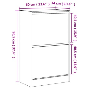 vidaXL Παπουτσοθήκη Λευκή 60x34x96,5cm από Επεξεργασμένο Ξύλο