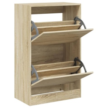 vidaXL Παπουτσοθήκη Sonoma Δρυς 60x34x96,5cm από Επεξεργασμένο Ξύλο