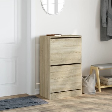 vidaXL Παπουτσοθήκη Sonoma Δρυς 60x34x96,5cm από Επεξεργασμένο Ξύλο