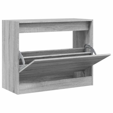 vidaXL Παπουτσοθήκη Γκρι Sonoma 80x34x63cm από Επεξεργ. Ξύλο