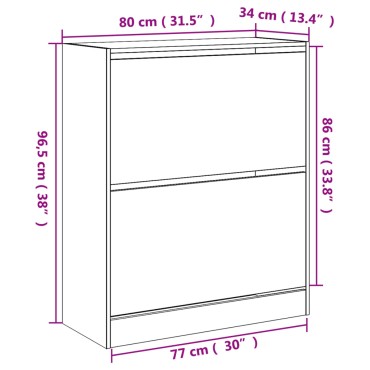 vidaXL Παπουτσοθήκη Λευκή 80x34x96,5cm από Επεξεργασμένο Ξύλο