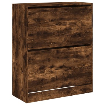 vidaXL Παπουτσοθήκη Καπνιστή Δρυς 80x34x96,5cm από Επεξεργασμένο Ξύλο