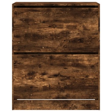 vidaXL Παπουτσοθήκη Καπνιστή Δρυς 80x34x96,5cm από Επεξεργασμένο Ξύλο
