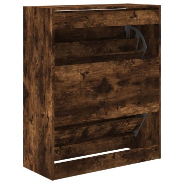 vidaXL Παπουτσοθήκη Καπνιστή Δρυς 80x34x96,5cm από Επεξεργασμένο Ξύλο