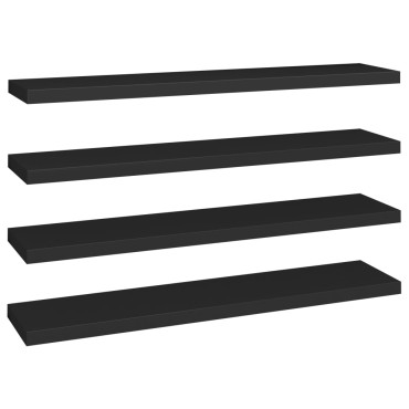vidaXL Ράφια Τοίχου 4 τεμ. Μαύρα 120x23,5x3,8cm MDF