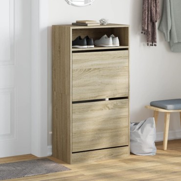 vidaXL Παπουτσοθήκη Sonoma Δρυς 60x34x116cm από Επεξεργασμένο Ξύλο