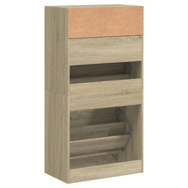 vidaXL Παπουτσοθήκη Sonoma Δρυς 60x34x116cm από Επεξεργασμένο Ξύλο