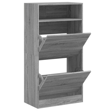 vidaXL Παπουτσοθήκη Γκρι Sonoma 60x34x116cm από Επεξεργασμένο Ξύλο