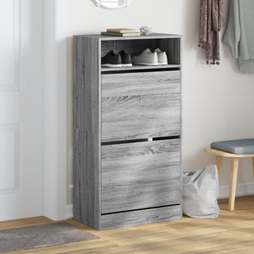 vidaXL Παπουτσοθήκη Γκρι Sonoma 60x34x116cm από Επεξεργασμένο Ξύλο