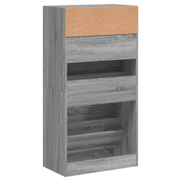 vidaXL Παπουτσοθήκη Γκρι Sonoma 60x34x116cm από Επεξεργασμένο Ξύλο