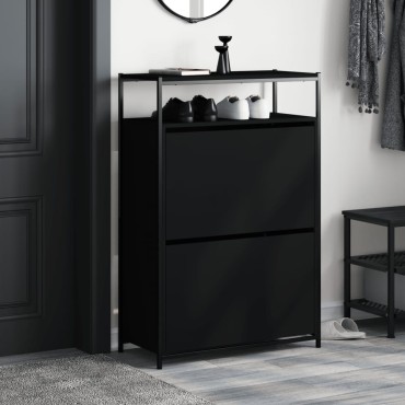 vidaXL Παπουτσοθήκη Μαύρη 75x34x112cm από Επεξεργασμένο Ξύλο