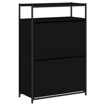 vidaXL Παπουτσοθήκη Μαύρη 75x34x112cm από Επεξεργασμένο Ξύλο