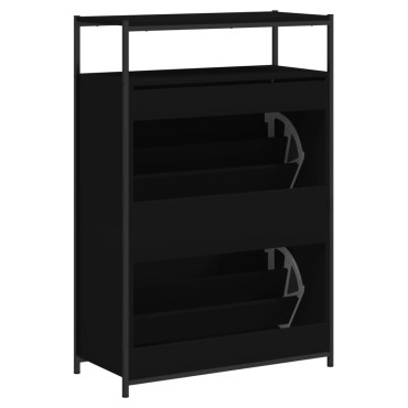 vidaXL Παπουτσοθήκη Μαύρη 75x34x112cm από Επεξεργασμένο Ξύλο