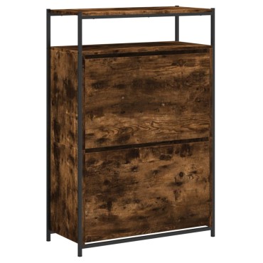 vidaXL Παπουτσοθήκη Καπνιστή Δρυς 75x34x112cm από Επεξεργ. Ξύλο
