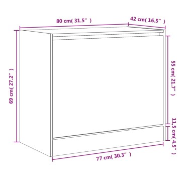 vidaXL Παπουτσοθήκη Λευκή 80x42x69cm από Επεξεργασμένο Ξύλο