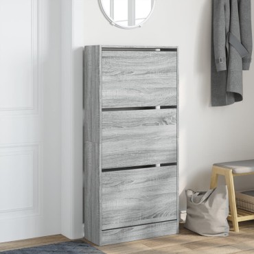 vidaXL Παπουτσοθήκη Γκρι Sonoma 60x21x125,5cm από Επεξεργ. Ξύλο