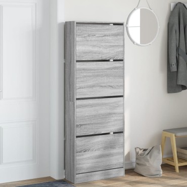 vidaXL Παπουτσοθήκη Γκρι Sonoma 60x21x163,5cm από Επεξεργ. Ξύλο