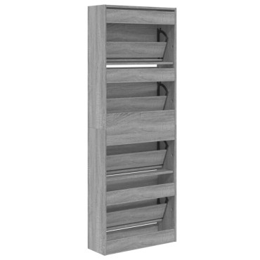 vidaXL Παπουτσοθήκη Γκρι Sonoma 60x21x163,5cm από Επεξεργ. Ξύλο