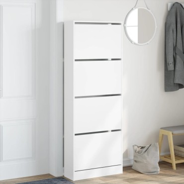 vidaXL Παπουτσοθήκη Λευκή 60x21x163,5cm από Επεξεργασμένο Ξύλο