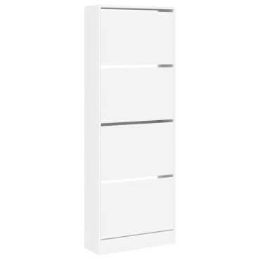 vidaXL Παπουτσοθήκη Λευκή 60x21x163,5cm από Επεξεργασμένο Ξύλο