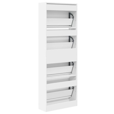 vidaXL Παπουτσοθήκη Λευκή 60x21x163,5cm από Επεξεργασμένο Ξύλο