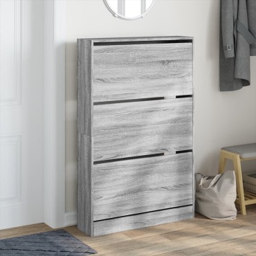 vidaXL Παπουτσοθήκη Γκρι Sonoma 80x21x125,5cm από Επεξεργ. Ξύλο