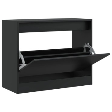 vidaXL Παπουτσοθήκη Μαύρη 80x34x63cm από Επεξεργασμένο Ξύλο