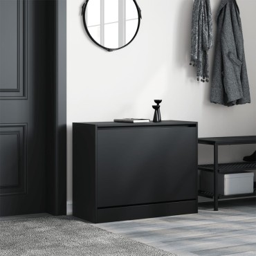 vidaXL Παπουτσοθήκη Μαύρη 80x34x63cm από Επεξεργασμένο Ξύλο