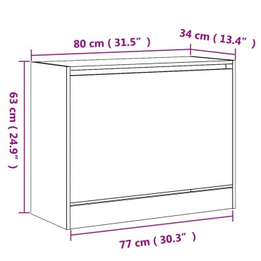 vidaXL Παπουτσοθήκη Μαύρη 80x34x63cm από Επεξεργασμένο Ξύλο