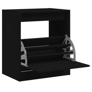 vidaXL Παπουτσοθήκη Μαύρη 60x42x69cm από Επεξεργασμένο Ξύλο