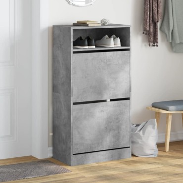 vidaXL Παπουτσοθήκη Γκρι Σκυροδέματος 60x34x116cm Επεξεργασμένο Ξύλο