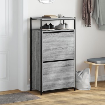 vidaXL Παπουτσοθήκη Γκρι Sonoma 60x34x112cm από Επεξεργ. Ξύλο