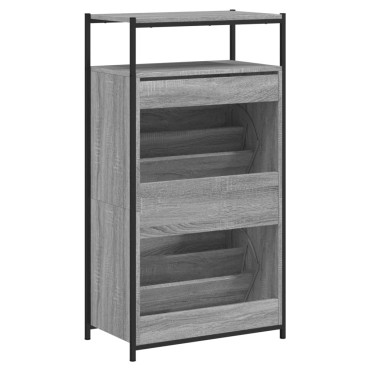 vidaXL Παπουτσοθήκη Γκρι Sonoma 60x34x112cm από Επεξεργ. Ξύλο