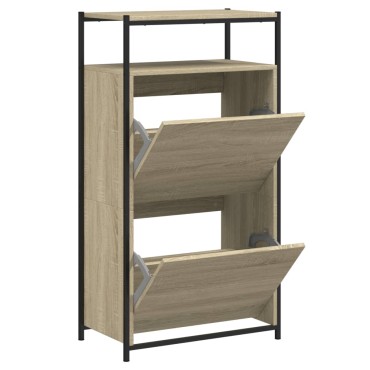 vidaXL Παπουτσοθήκη Sonoma Δρυς 60x34x112cm από Επεξεργασμένο Ξύλο