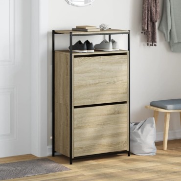 vidaXL Παπουτσοθήκη Sonoma Δρυς 60x34x112cm από Επεξεργασμένο Ξύλο