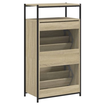 vidaXL Παπουτσοθήκη Sonoma Δρυς 60x34x112cm από Επεξεργασμένο Ξύλο