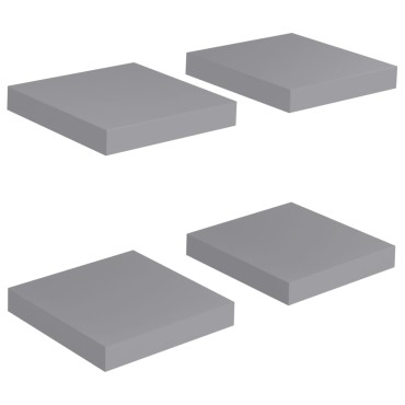vidaXL Ράφια Τοίχου 4 τεμ. Γκρι 23x23,5x3,8cm MDF