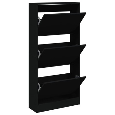 vidaXL Παπουτσοθήκη Μαύρη 60x21x125,5cm από Επεξεργασμένο Ξύλο