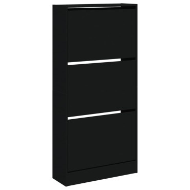 vidaXL Παπουτσοθήκη Μαύρη 60x21x125,5cm από Επεξεργασμένο Ξύλο