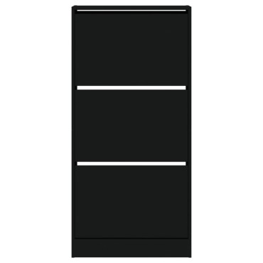 vidaXL Παπουτσοθήκη Μαύρη 60x21x125,5cm από Επεξεργασμένο Ξύλο
