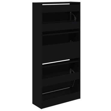 vidaXL Παπουτσοθήκη Μαύρη 60x21x125,5cm από Επεξεργασμένο Ξύλο